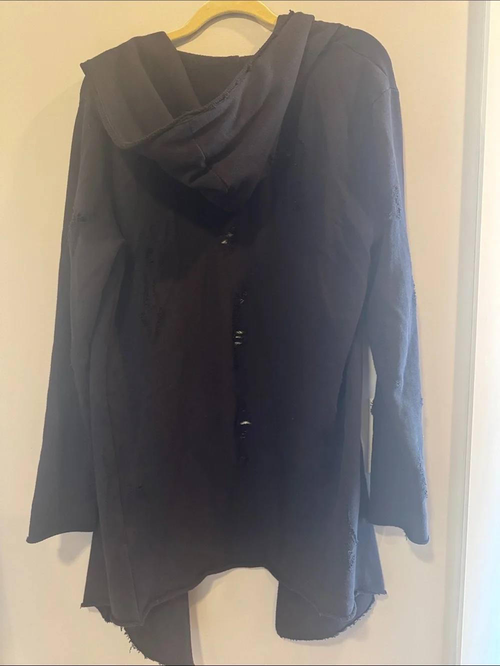 Divided H&M Distressed Black Hooded Cardigan Size M